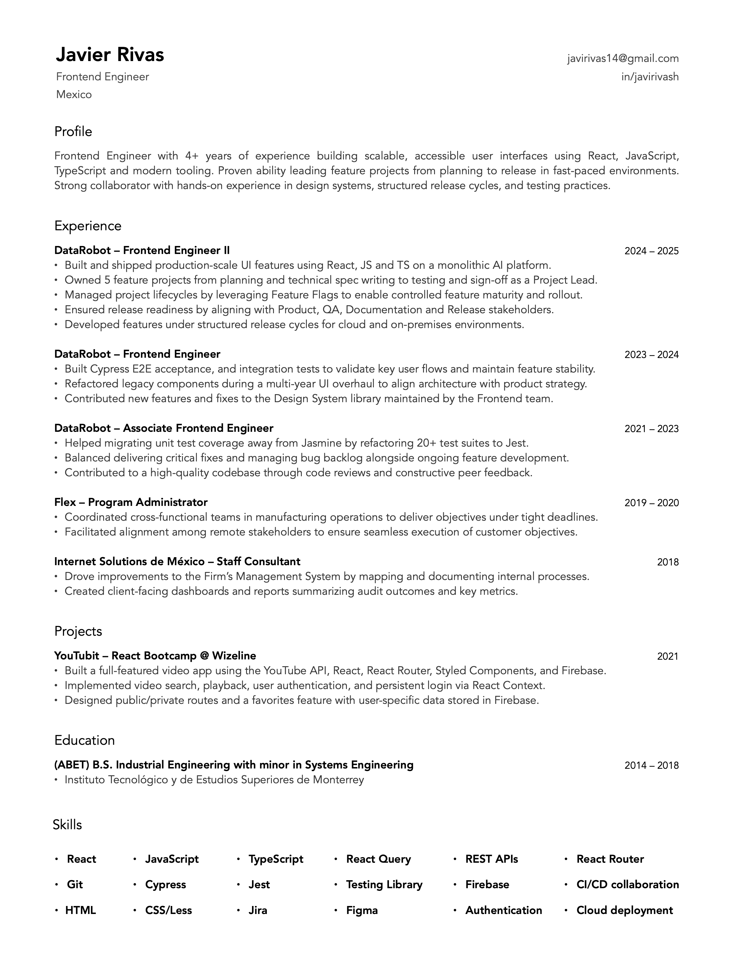 Javier Rivas — Resume